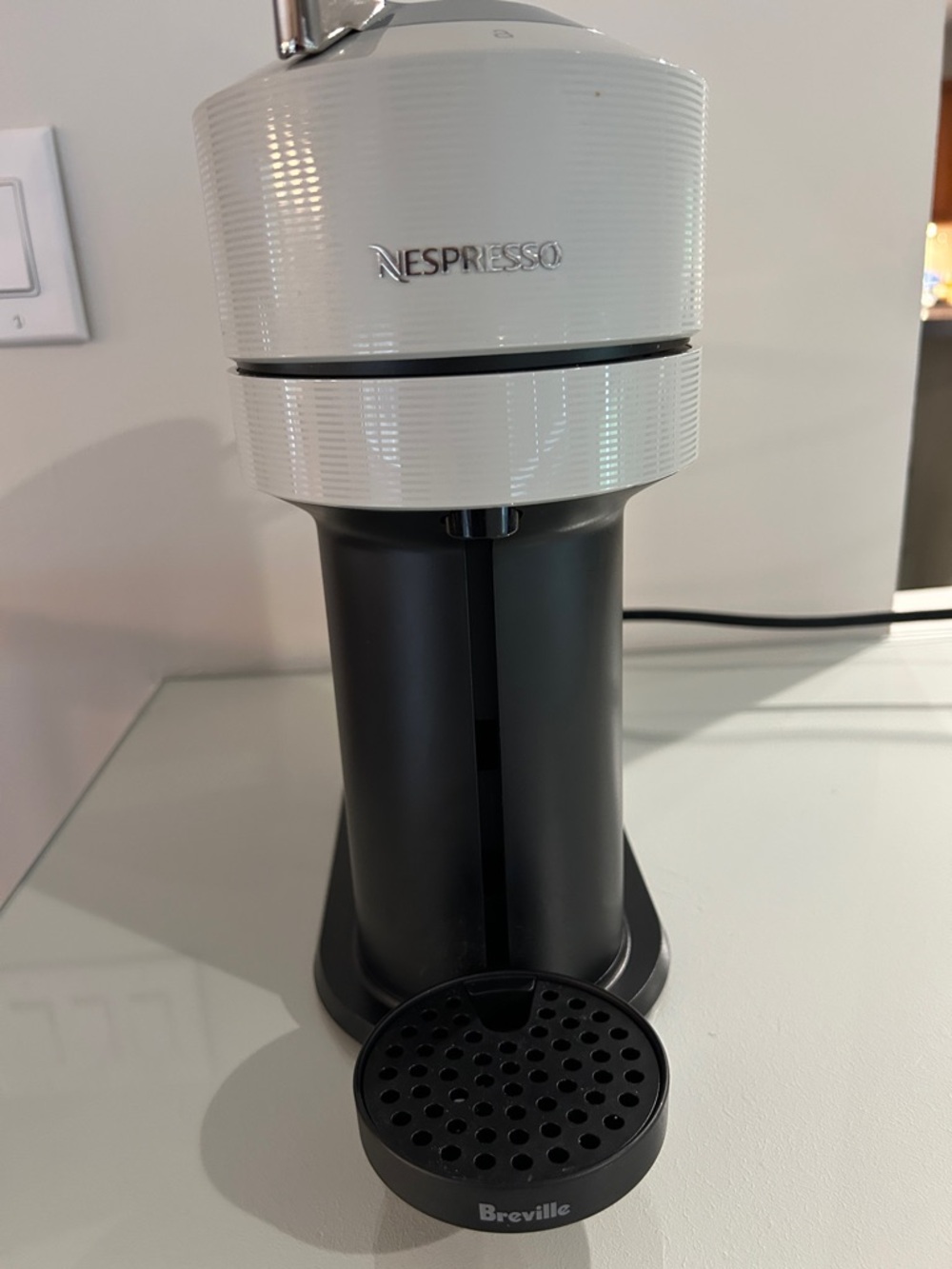 Nespresso Coffee Maker in Light Gray and Black Vertuo Next model